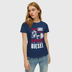 Футболка хлопковая женская Дизель, цвет: тёмно-синий — фото 2