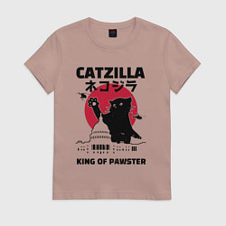 Футболка хлопковая женская Котзилла, цвет: пыльно-розовый