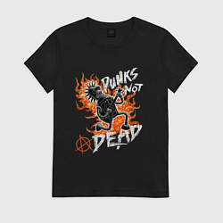 Футболка хлопковая женская Панк-рок с Бендером из Футурамы, цвет: черный