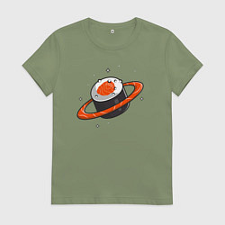 Футболка хлопковая женская Ролл сатурн, цвет: авокадо