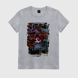 Футболка хлопковая женская Монстры Poppy Playtime, цвет: меланж