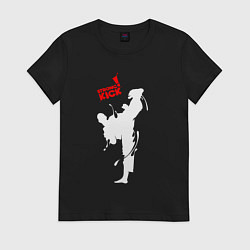 Футболка хлопковая женская Кикбоксинг - атака, цвет: черный