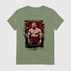 Футболка хлопковая женская Майк Тайсон мировой бокс, цвет: авокадо