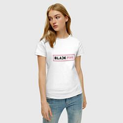Футболка хлопковая женская Blackpink - emblem of group of South Korea, цвет: белый — фото 2