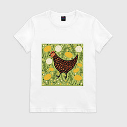 Футболка хлопковая женская Курочка ряба, цвет: белый