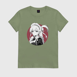 Футболка хлопковая женская Ретро горничная служанка, цвет: авокадо