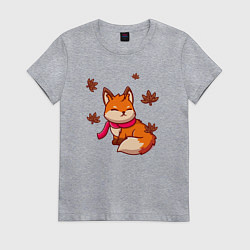 Футболка хлопковая женская Осенняя лисичка, цвет: меланж