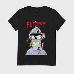 Футболка хлопковая женская Futurama all, цвет: черный