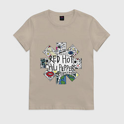 Футболка хлопковая женская RHCP - logo with songs, цвет: миндальный