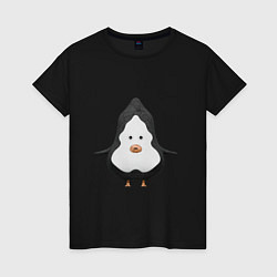 Футболка хлопковая женская Cartoon penguin character, цвет: черный