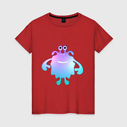 Футболка хлопковая женская Monster cartoon blue purple, цвет: красный