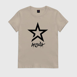 Футболка хлопковая женская Анжела - звезда, цвет: миндальный