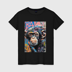 Футболка хлопковая женская Graffiti monkey, цвет: черный