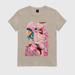 Футболка хлопковая женская Розовый попугай, цвет: миндальный