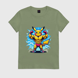 Футболка хлопковая женская Big Pikachu, цвет: авокадо