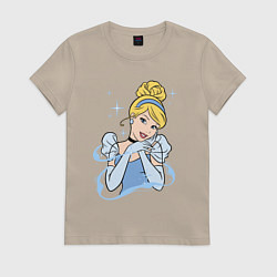 Футболка хлопковая женская Золушка - big pictures, цвет: миндальный