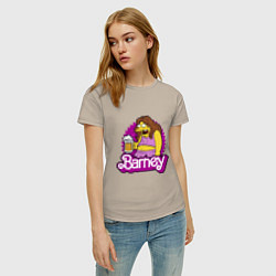 Футболка хлопковая женская Barney with beer, цвет: миндальный — фото 2