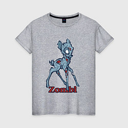 Футболка хлопковая женская Оленёнок зомби, цвет: меланж