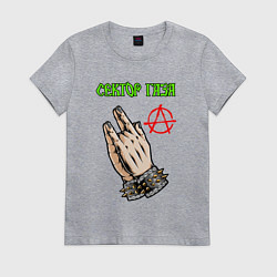 Футболка хлопковая женская Сектор газа лого и анархия, цвет: меланж