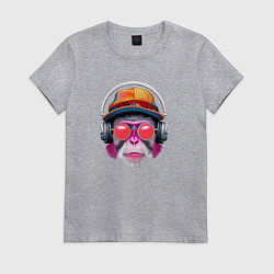 Футболка хлопковая женская Музыкальная мартышка, цвет: меланж