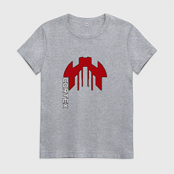 Футболка хлопковая женская Cortex красный чёрная обводка, цвет: меланж