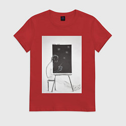 Футболка хлопковая женская Пить чай, цвет: красный