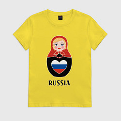 Женская футболка Матрёшка с триколором в сердце