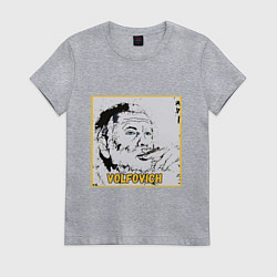 Футболка хлопковая женская Volfovich Art Black coin, цвет: меланж