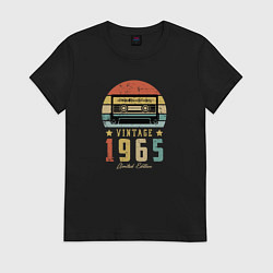 Футболка хлопковая женская Винтаж 1965, цвет: черный