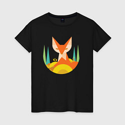 Футболка хлопковая женская Forest fox, цвет: черный