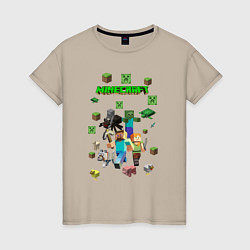 Футболка хлопковая женская Steve and Alex minecraft, цвет: миндальный