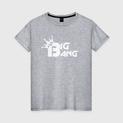 Футболка хлопковая женская Big bang эмблема, цвет: меланж