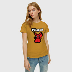 Футболка хлопковая женская Pikapool, цвет: горчичный — фото 2