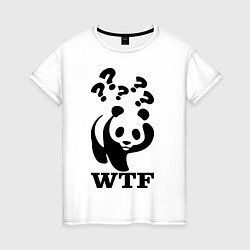 Футболка хлопковая женская WTF: White panda, цвет: белый
