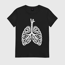 Футболка хлопковая женская Дыхание жизни, цвет: черный