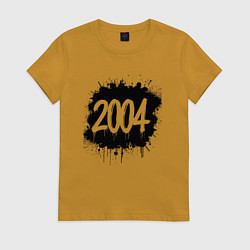 Футболка хлопковая женская 2004 всплеск краски, цвет: горчичный