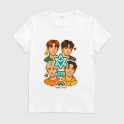 Футболка хлопковая женская Astro в виде стикеров, цвет: белый