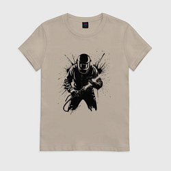 Футболка хлопковая женская Сварщик с плазмой, цвет: миндальный