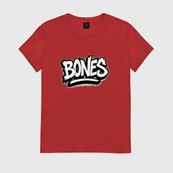 Футболка хлопковая женская Bones белый логотип, цвет: красный