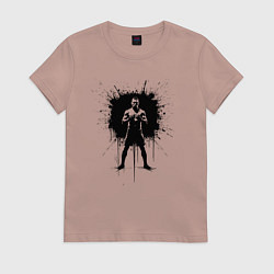 Футболка хлопковая женская Нейт Диас в черной краске, цвет: пыльно-розовый