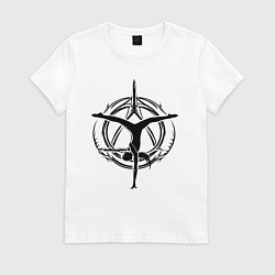 Футболка хлопковая женская Орнамент гимнастика, цвет: белый