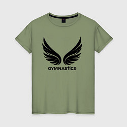 Футболка хлопковая женская Крылья гимнастики, цвет: авокадо