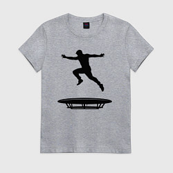 Футболка хлопковая женская Прыжок на батуте, цвет: меланж