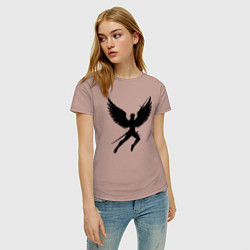 Футболка хлопковая женская Крылатый воин с мечами, цвет: пыльно-розовый — фото 2