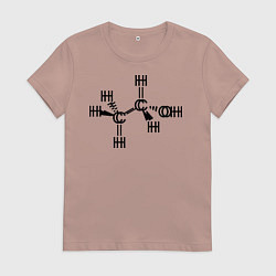 Футболка хлопковая женская Химическая формула спирт, цвет: пыльно-розовый