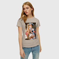 Футболка хлопковая женская Марин Китагава в откровенном наряде кролика-горнич, цвет: миндальный — фото 2