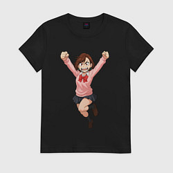 Футболка хлопковая женская Сиратори Айра показывает ок, цвет: черный