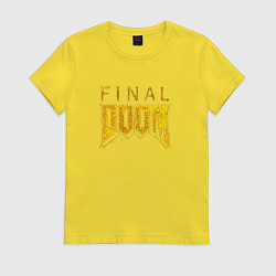 Женская футболка Doom final gold logo
