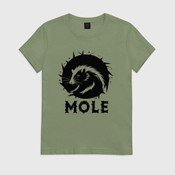 Футболка хлопковая женская Крот в круге, цвет: авокадо