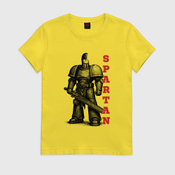 Футболка хлопковая женская Спартанец комический десантник, цвет: желтый